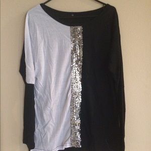 Color Block Top With Sparkle
